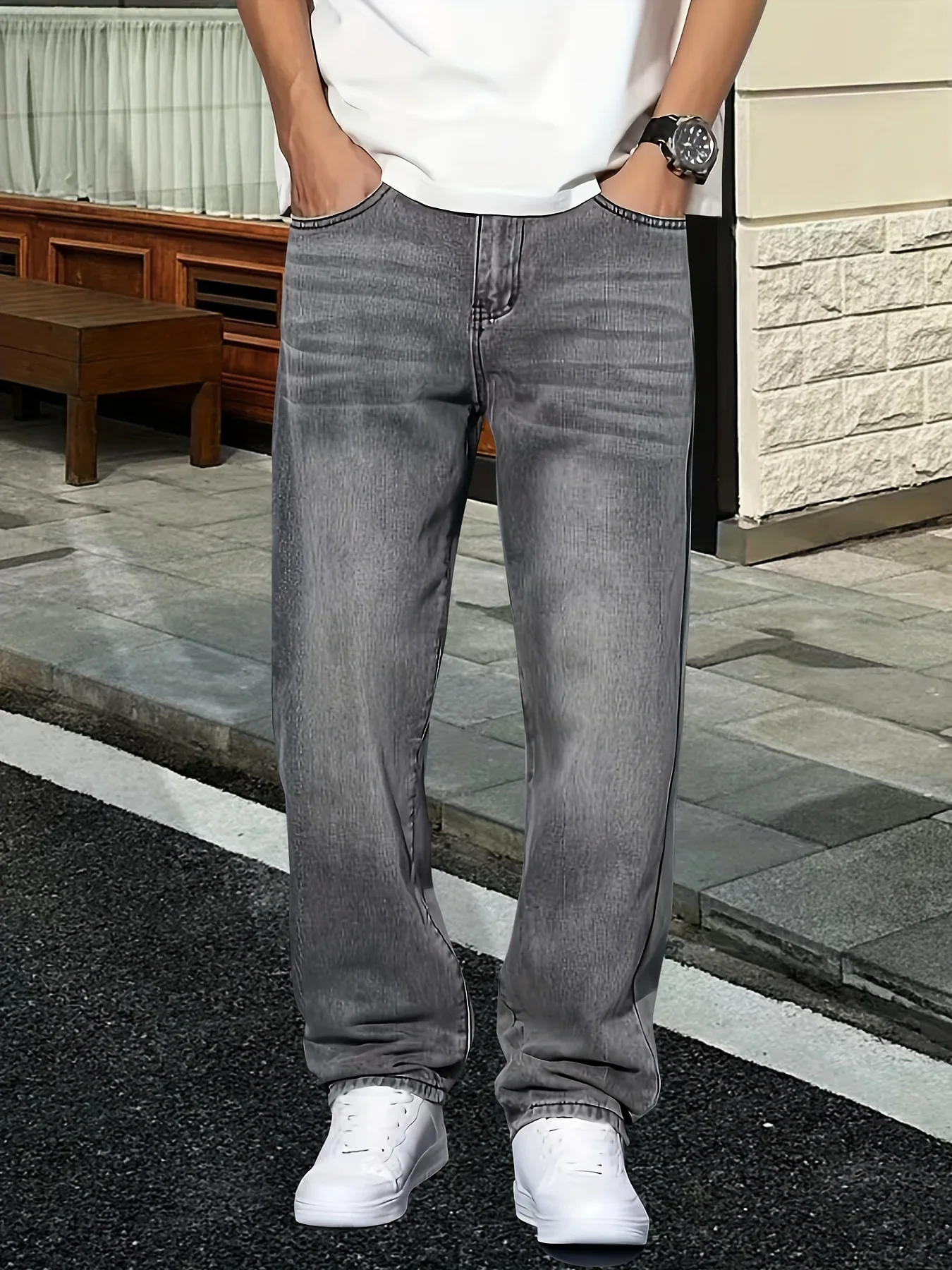Men'S Fashion Grey Jeans - Men's fashion grey jeans casual wear