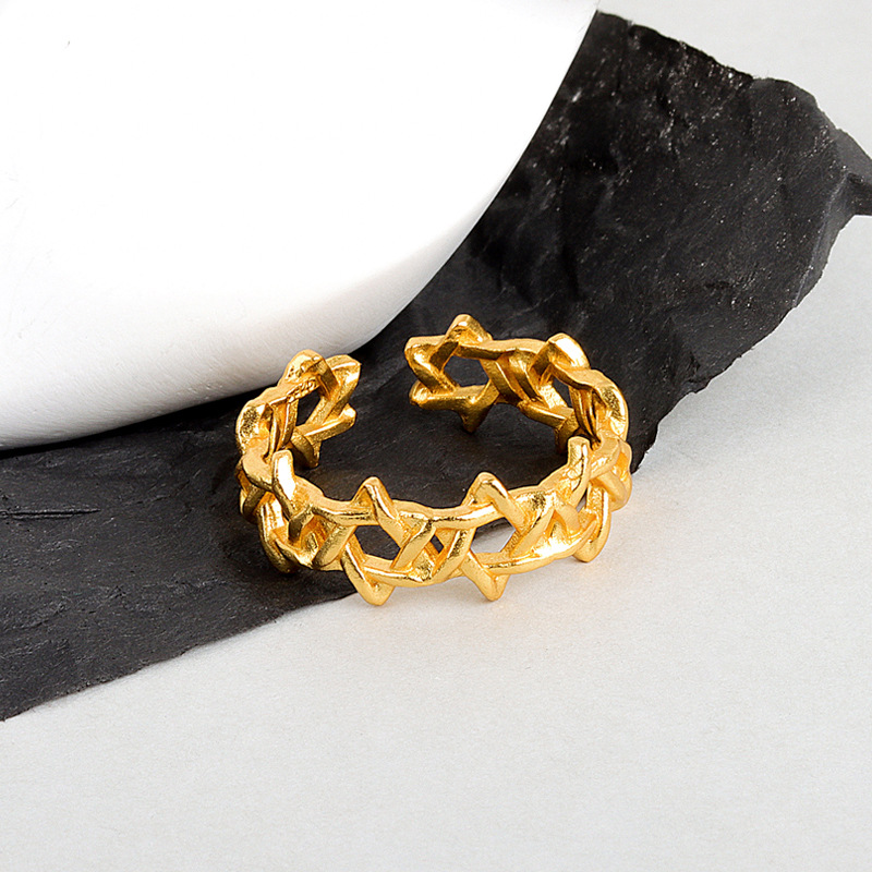Men'S Fashion Today - Gold Color Geometric Hexagram Open Ring