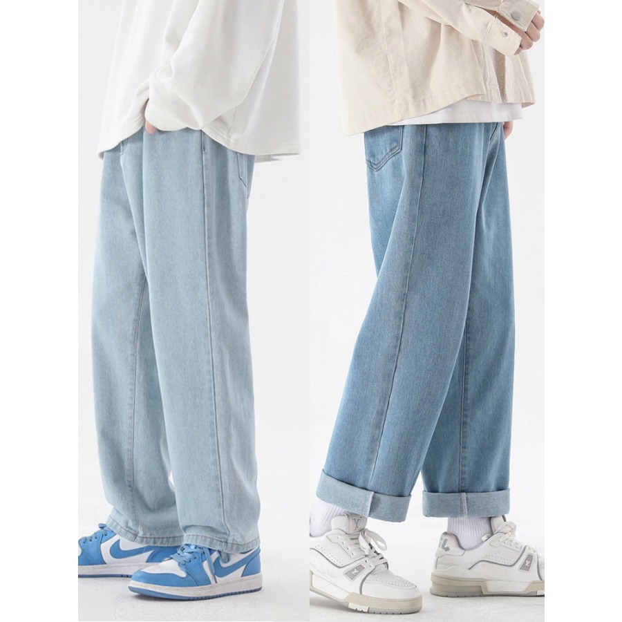 Men'S Fashion Grey Jeans - 2026 New Korean Fashion Men's Casual