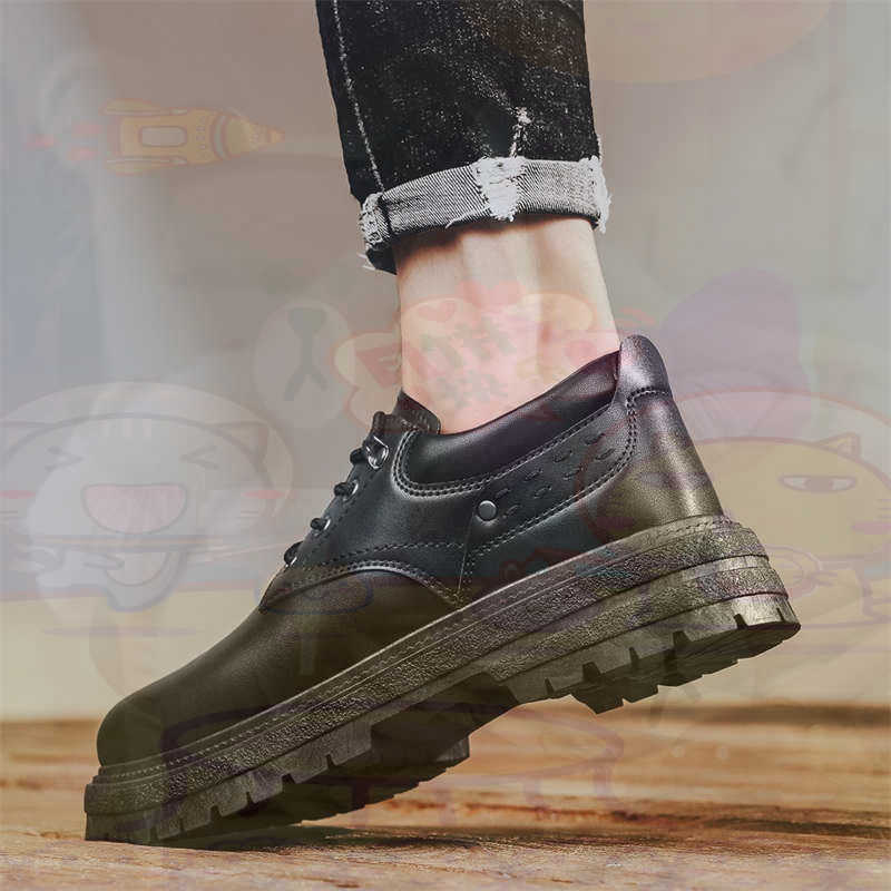 Men'S Fashion All Black Outfit - Dark Natural Leather Fashion Trainers Tennis