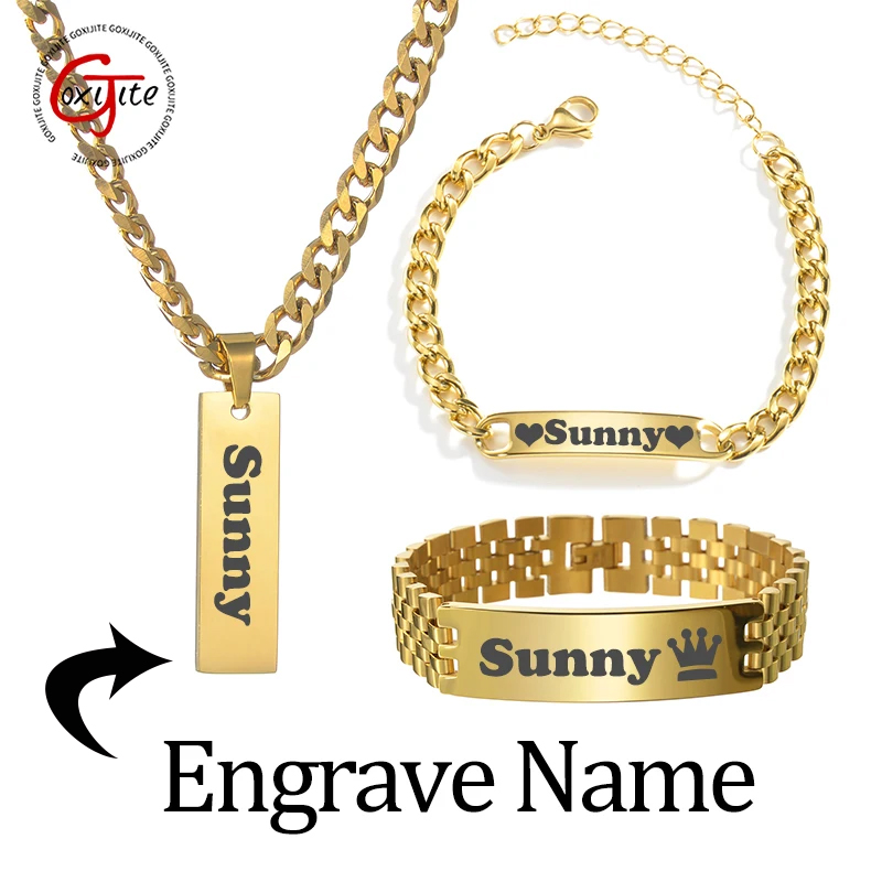 Men'S Fashion Jewelry Bracelets - Goxijite Custom Engraved Name Necklace Cuban