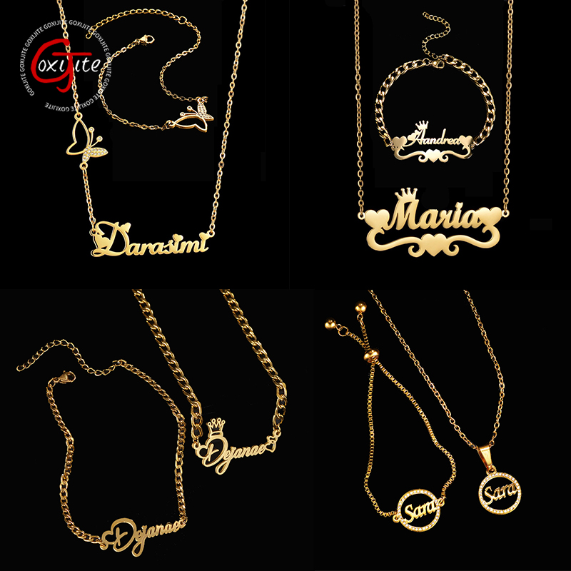 Men'S Fashion Jewelry Bracelets - Goxijite Customize Name Necklace A Set