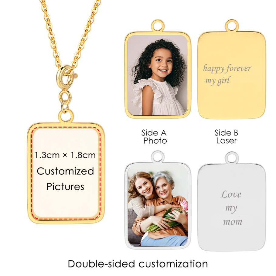 Men'S Fashion Jewelry Bracelets - Customized Photo Letter Flag Pendant Necklace