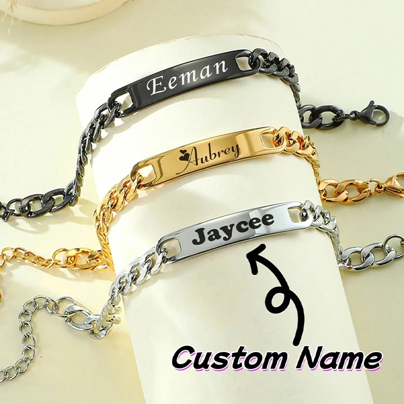 Men'S Fashion Jewelry Bracelets - Stainless Steel Personalized Name Bracelets and