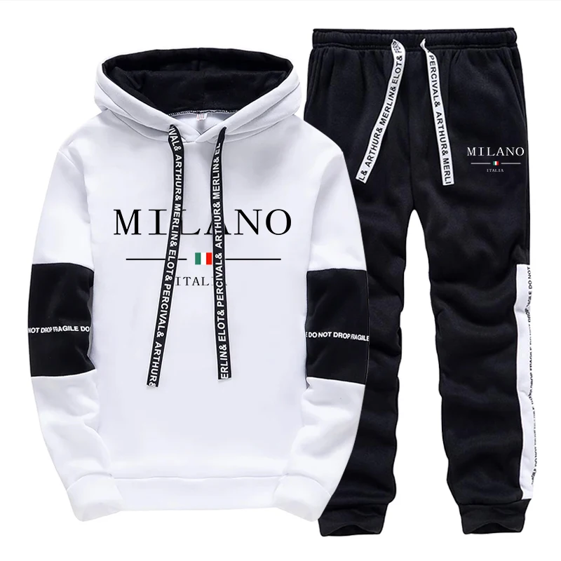 Mens Fashion Streetwear - Men's Set/Hoodie/Pants Italy Trendy Hoodie Sportswear