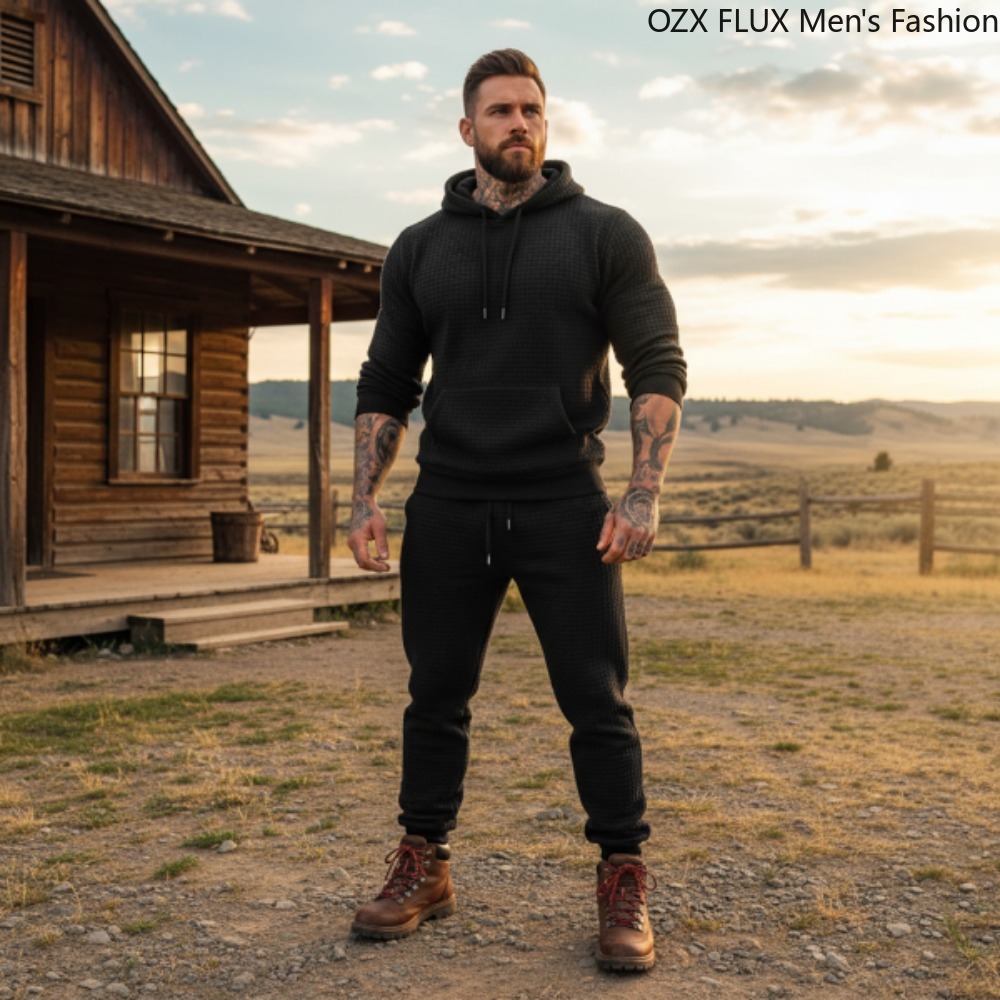 Men'S Fashion All Black Outfit - 3xl Autumn Winter Men 2-pcs Fashion