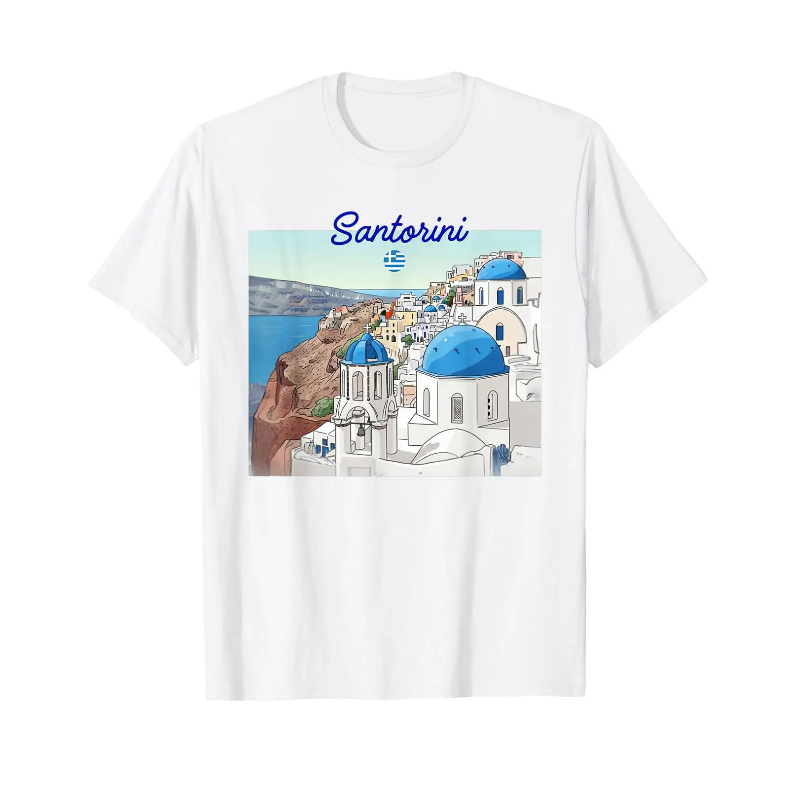 Men'S Fashion Greece - Santorini Greece Greek Flag Vacation Art