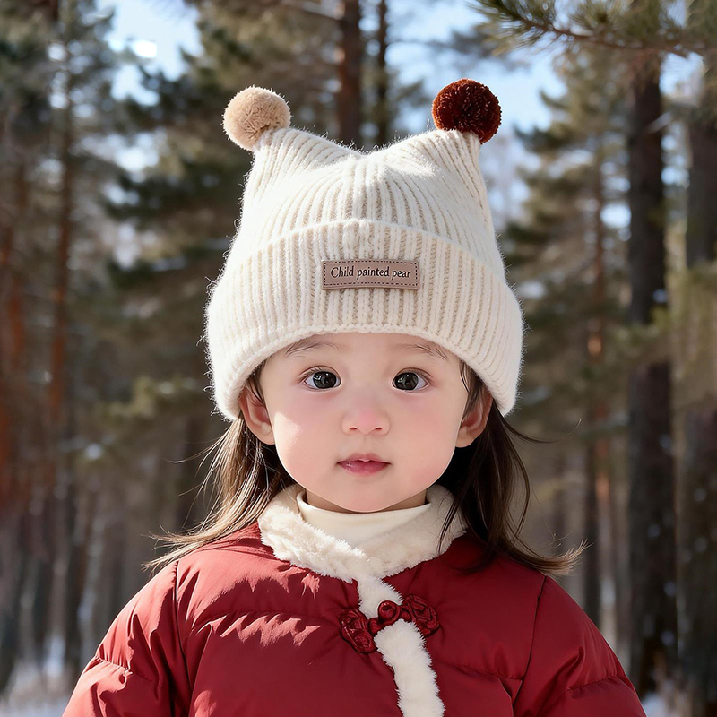 Beanie Winter Hat - 1-4Year Baby Knitted Hat Cute Double