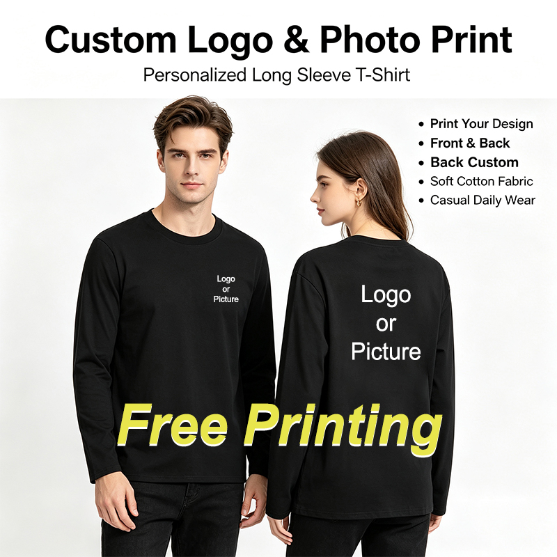 Mens Fashion Trend - Customized Cotton Long Sleeve T-shirts Men