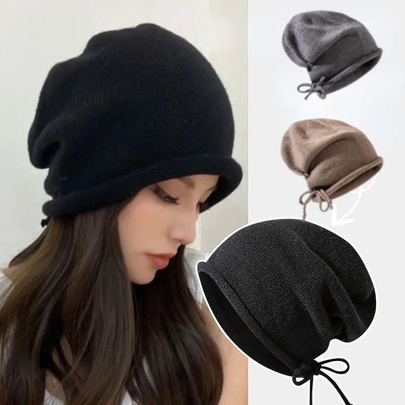 Knitted Bonnet Hoods Female Wi - Beanie Winter Hat review and price