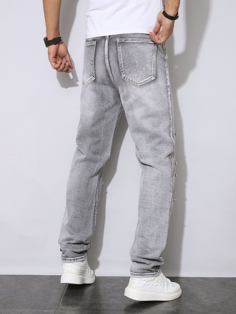 Mens Autumn Winter Distressed  - Men'S Fashion Grey Jeans review and price