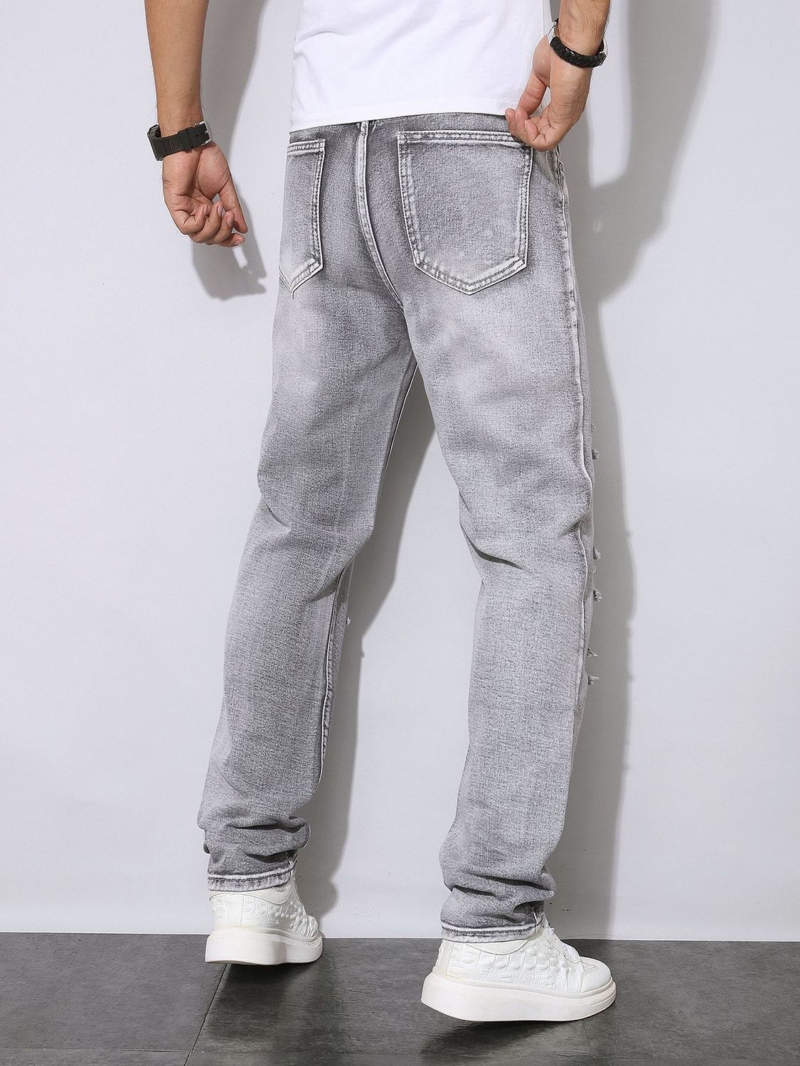 Mens Autumn Winter Distressed  - Men'S Fashion Grey Jeans review and price