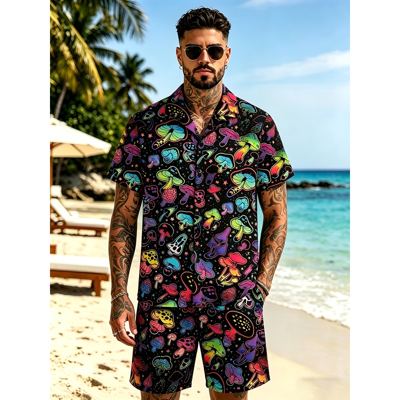 Men's Fashion 3D Mushroom prin - Mens Fashion Streetwear review and price