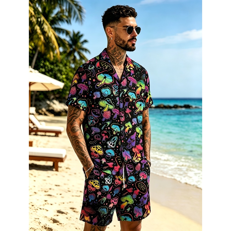Men's Fashion 3D Mushroom prin - Mens Fashion Streetwear review and price