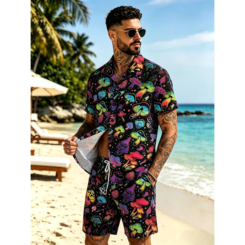 Men's Fashion 3D Mushroom prin - Mens Fashion Streetwear review and price