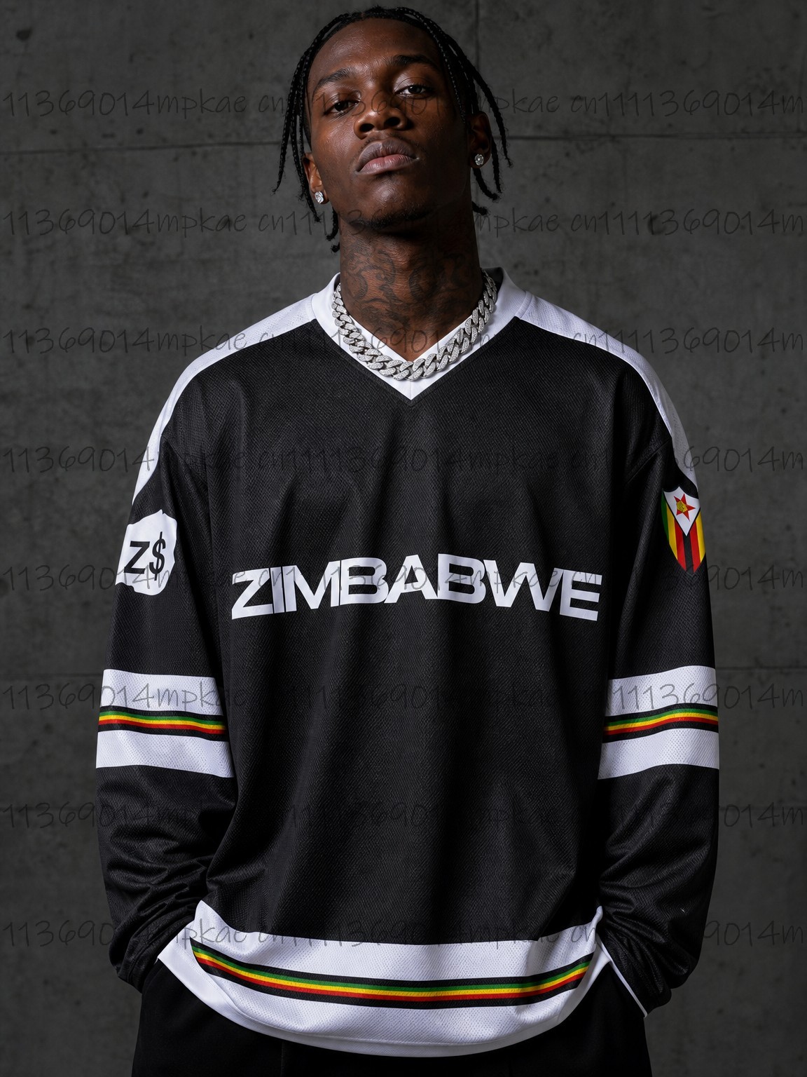 Men's Zimbabwe Printed V-Neck  - Mens Fashion Streetwear review and price