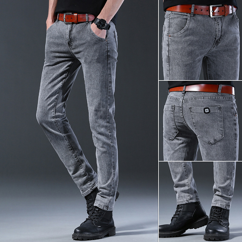 Men's Slim Elastic Grey Jeans  - Men'S Fashion Grey Jeans review and price