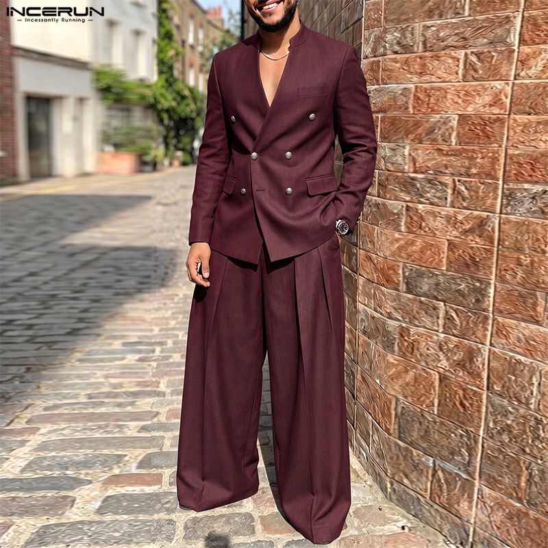 INCERUN Men's Sets Solid Color - Mens Fashion Streetwear review and price