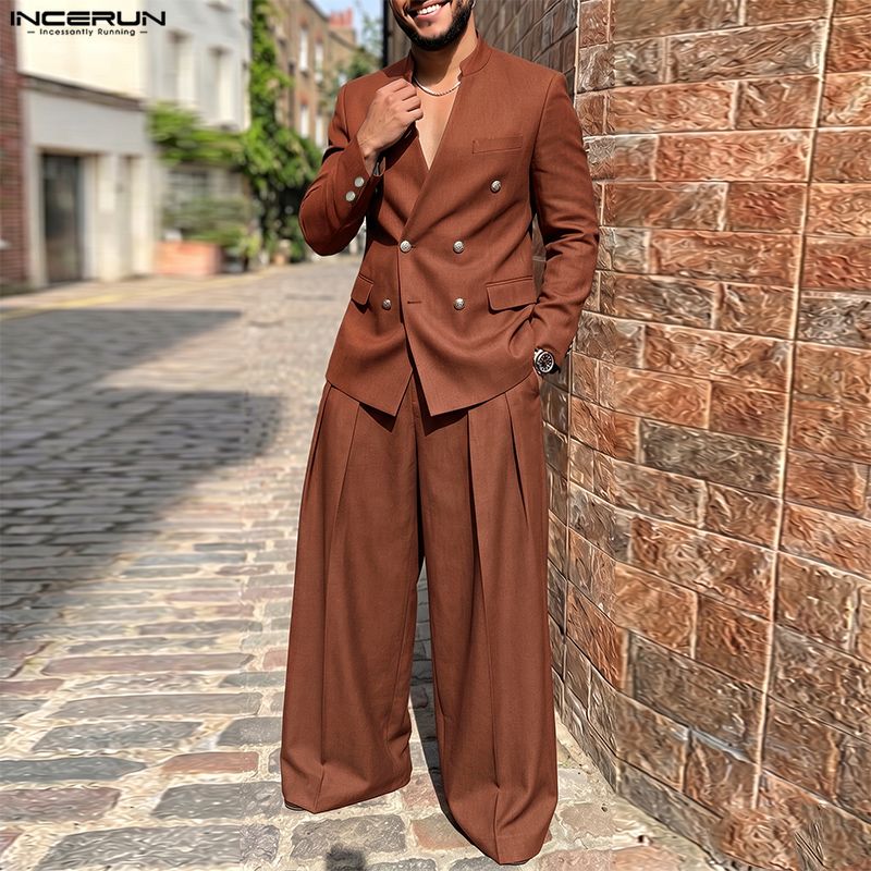 INCERUN Men's Sets Solid Color - Mens Fashion Streetwear review and price