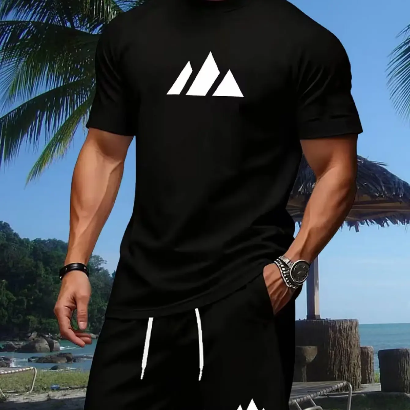 Pattern Printed T-shirt Casual - Mens Fashion Streetwear review and price