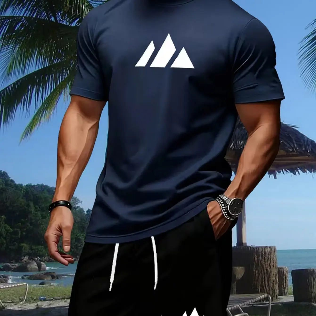 Pattern Printed T-shirt Casual - Mens Fashion Streetwear review and price