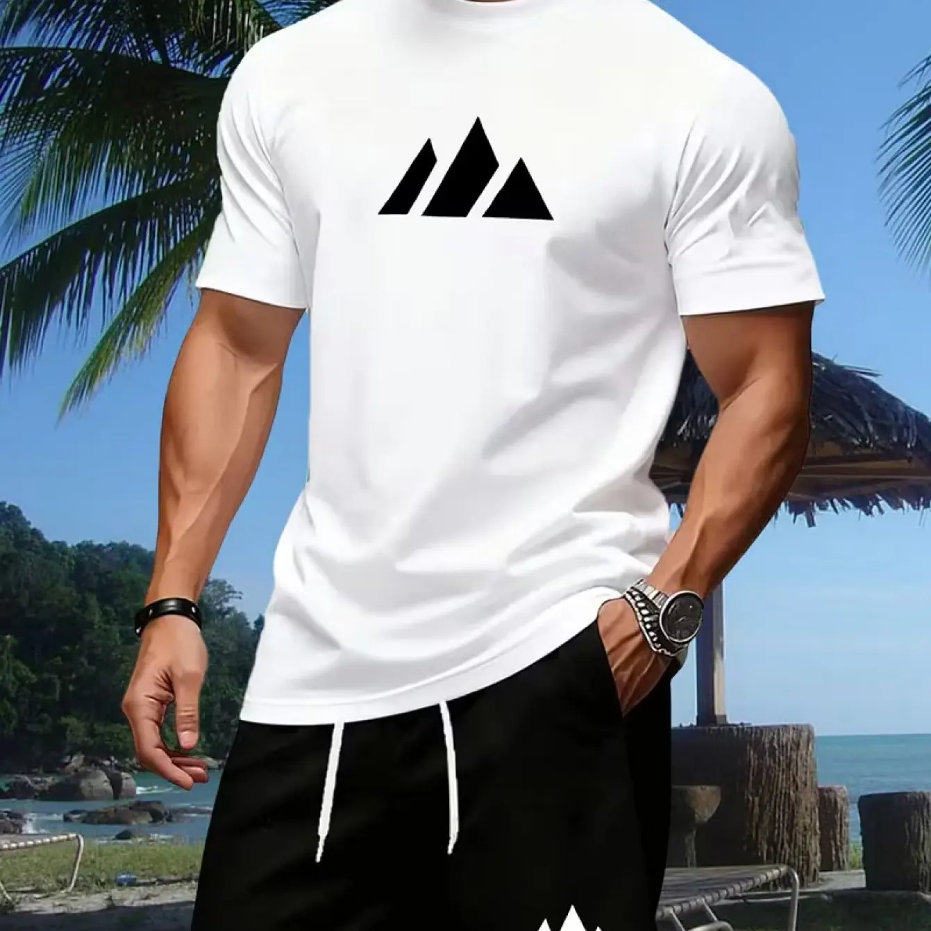 Pattern Printed T-shirt Casual - Mens Fashion Streetwear review and price